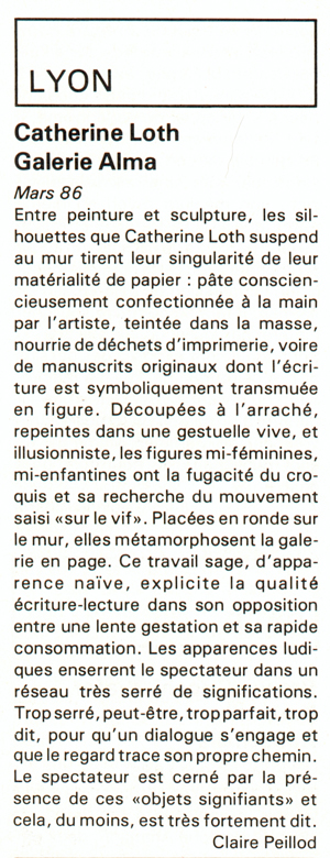 Catherine Loth article d'Art Press
